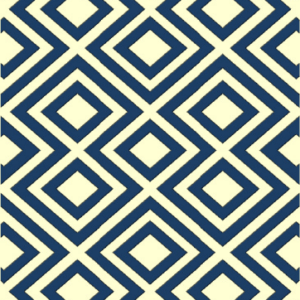 Design Velours Kurzflor Teppich Karolin mit Raute Muster Creme/Blau