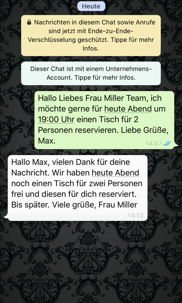 WhatsApp Chat, Frau Miller